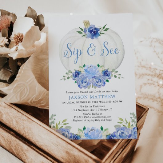 カボチャsipと参照して、秋ミート挨拶男の赤ちゃん 招待状