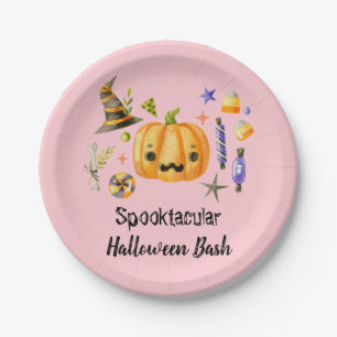 カボチャSpooktacularハロウィンバッシュパーティーピンク ペーパープレート