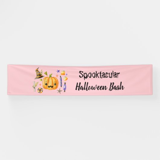 カボチャSpooktacularハロウィンバッシュパーティーピンク 横断幕 (横)