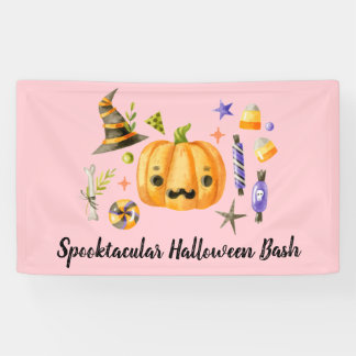 カボチャSpooktacularハロウィンバッシュパーティーピンク 横断幕
