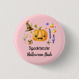 カボチャSpooktacularハロウィンバッシュパーティーピンク 缶バッジ