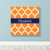 カボチャWhtモロッコ#5ネイビーブルー名モノグラム キャンバスプリント (インサイチュ (ウッドフロア))