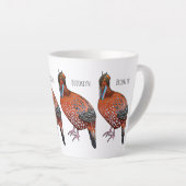 カボットの悲劇的鳥の漫画イラストレーション カフェラテマグ (右アングル)