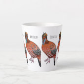 カボットの悲劇的鳥の漫画イラストレーション カフェラテマグ (正面)