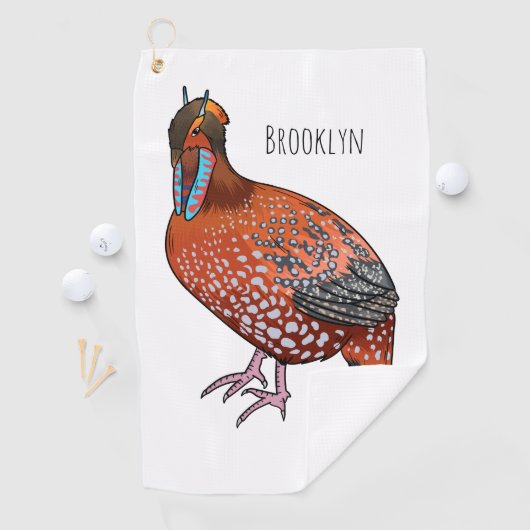 カボットの悲劇的鳥の漫画イラストレーション ゴルフタオル (インサイチュ)