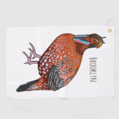 カボットの悲劇的鳥の漫画イラストレーション ゴルフタオル (横)