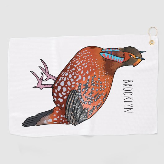カボットの悲劇的鳥の漫画イラストレーション ゴルフタオル (横)