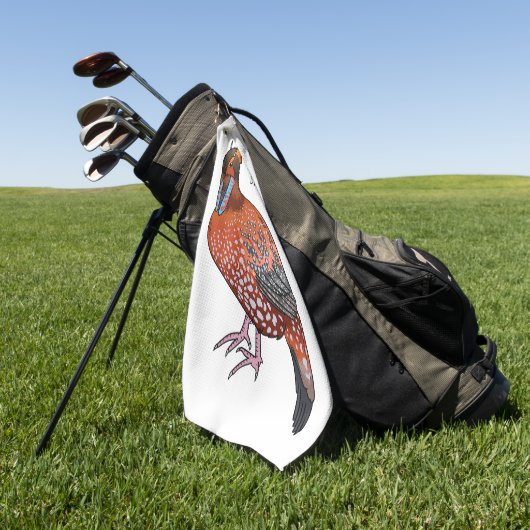 カボットの悲劇的鳥の漫画イラストレーション ゴルフタオル (グリーン)