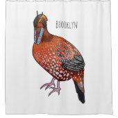 カボットの悲劇的鳥の漫画イラストレーション シャワーカーテン (正面)