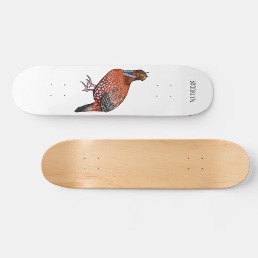 カボットの悲劇的鳥の漫画イラストレーション スケートボード (横)