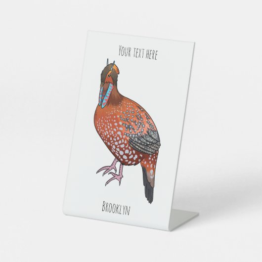 カボットの悲劇的鳥の漫画イラストレーション 台座サイン (正面)