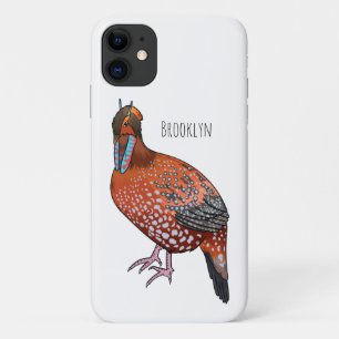 カボットの悲劇的鳥の漫画イラストレーション iPhone 11 ケース