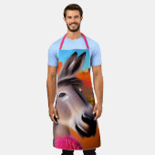 カボテンの花が咲くかわいいロバ エプロン (着用した状態)