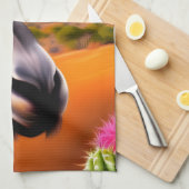 カボテンの花が咲くかわいいロバ キッチンタオル (四つ折り)