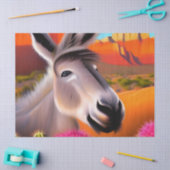 カボテンの花が咲くかわいいロバ 薄葉紙 (クラフト)