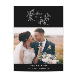 カボプキンつる植物モノグラム結婚ズサンキューカード サンキューカード