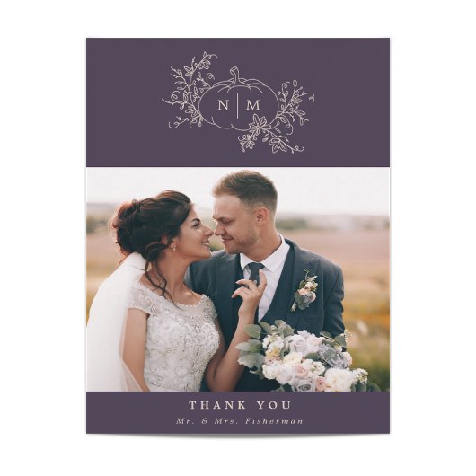 カボプキンつる植物モノグラム結婚ズサンキューカード サンキューカード