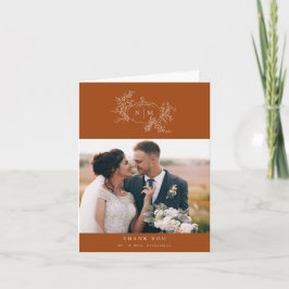 カボプキンつる植物モノグラム結婚ズサンキューカード サンキューカード