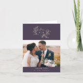 カボプキンつる植物モノグラム結婚ズサンキューカード サンキューカード (正面)