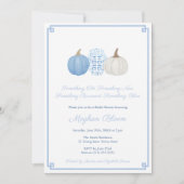 カボプキンオールドニューロージングブルー名門私立校風のブライダルシャワー 招待状 (正面)