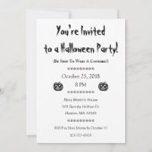 カボプキンハロウィーン不気味パーティーブラックとオレンジ 招待状 (裏面)