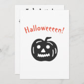 カボプキンハロウィーン不気味パーティーブラックとオレンジ 招待状 (正面/裏面)
