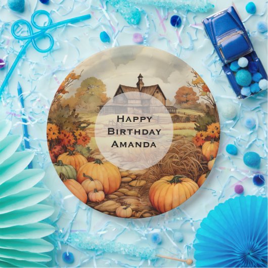 カボプキンファーム秋ハーベストサンクスギビング誕生日 ペーパープレート (パーティー)
