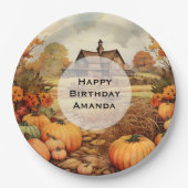 カボプキンファーム秋ハーベストサンクスギビング誕生日 ペーパープレート (正面)