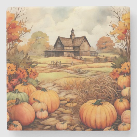カボプキンファーム秋ハーベストサンクスギビング ストーンコースター (正面)