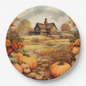 カボプキンファーム秋ハーベストサンクスギビング ペーパープレート (正面)