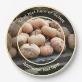 カボンプキンオントラック秋をテーマにしたパーソナライズされたパーティー ペーパープレート (正面)