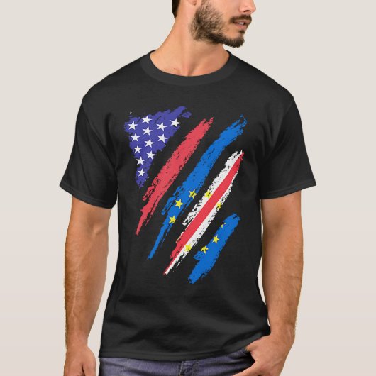 カボヴェルディーン米国愛国者栽培ハート国旗Str Tシャツ (正面)