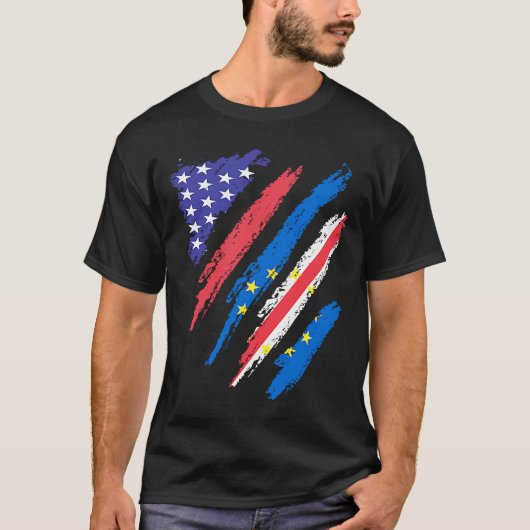 カボヴェルディーン米国愛国者栽培ハート国旗Str Tシャツ (正面)