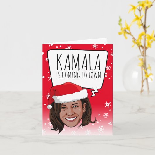 カマおもしろいラのクリスマス：カマ来ラは町へ カード (黄色い花)