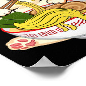 カマおもしろいラアニメキャット食べラーメン切り麺 ポスター (角)