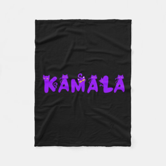 カマおもしろいラキャットレディーカマラハリス社長2024 フリースブランケット (正面)
