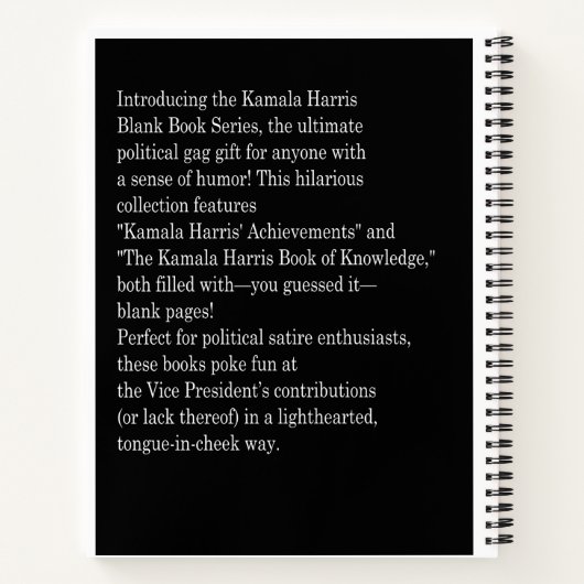 カマおもしろいラハリス政治ユーモア、ギャグギフト ノートブック (裏面)