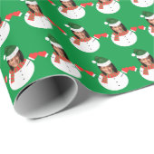 カマおもしろいラハリス雪だるまカスタム顔写真クリスマス ラッピングペーパー (ロールコーナー)