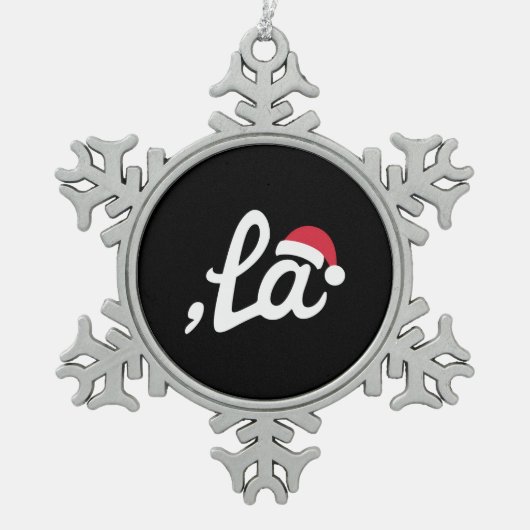 カマおもしろいラハリス2024カンマLa Christmas スノーフレークピューターオーナメント (正面)