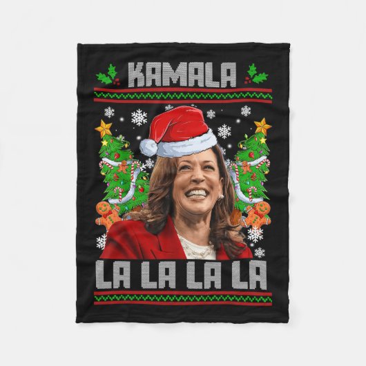 カマおもしろいラハリス2024クリスマスコンマLa Men Wo フリースブランケット (正面)
