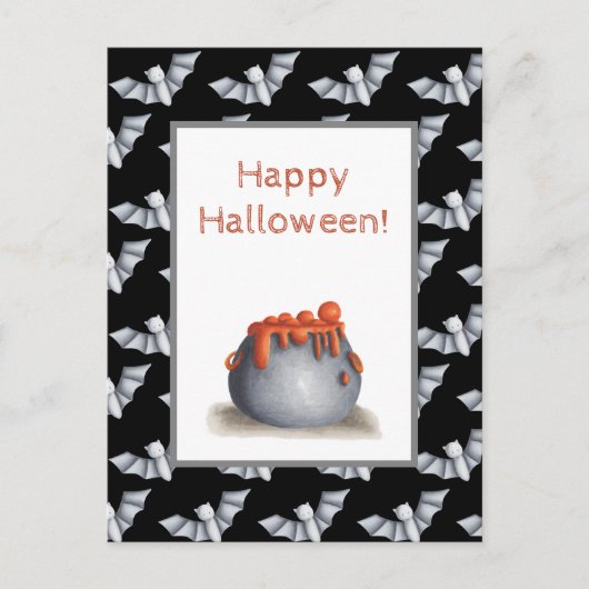 カマとコウモリ ハッピーハロウィン ポストカード (正面)