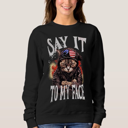 カマはっきりしたラハリスマイキャットレディ顔引用文へ スウェットシャツ (正面)