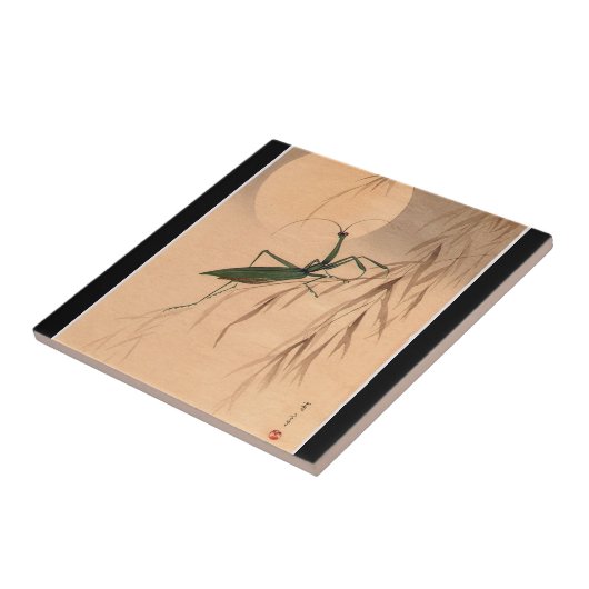 カマキリおよび月の日本のな芸術c.の19世紀を祈ること タイル (側面)