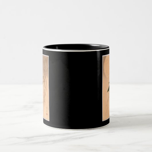 カマキリおよび月の日本のな芸術c.の19世紀を祈ること ツートーンマグカップ (中央)