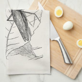 カマキリの昆虫のテンプレートを祈るヴィンテージ キッチンタオル (四つ折り)