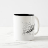 カマキリの昆虫のテンプレートを祈るヴィンテージ ツートーンマグカップ (正面右)