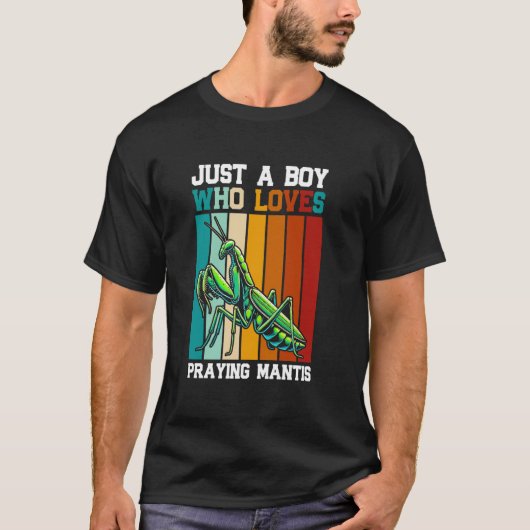 カマキリ大好き少年 昆虫採集 Tシャツ (正面)