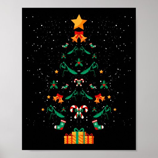 カマキリ+カマキリ+昆虫+クリスマスツリー+クリスマス+L ポスター (正面)