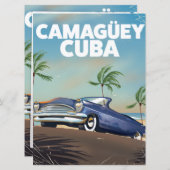 カマグエキューバヴィンテージ旅行ポスター 招待状 (正面/裏面)