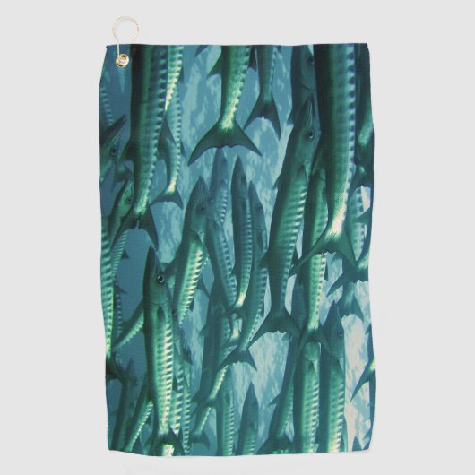 カマスの魚の迷彩柄 ゴルフタオル (正面)